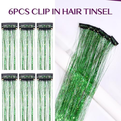 IDN Beauty Green Hair Tinsel Clip In Extensions 24 Inch 6 Pcs