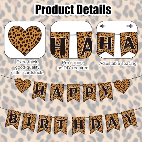 Leopard Print Happy Birthday Banner - Black Birthday Decor
