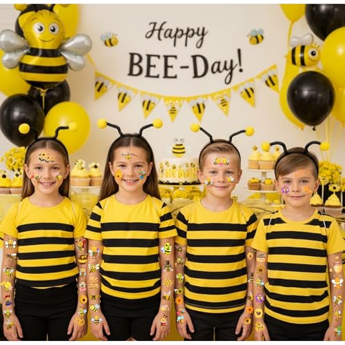 Bee Temporary Tattoos 50Pcs - Honey Party Favors & Kids Gifts