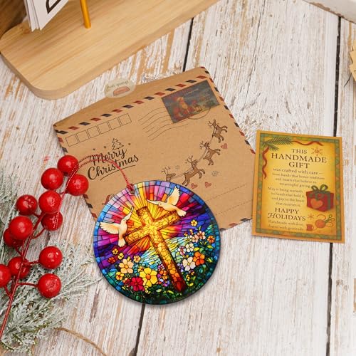 Christian Easter Cross Ornament - 4-Inch Acrylic Decor Gift