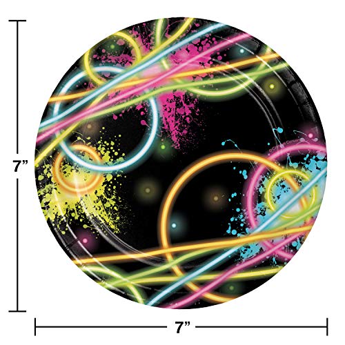 Creative Converting 8-Count Glow Party Paper Dessert Plates, 7"
