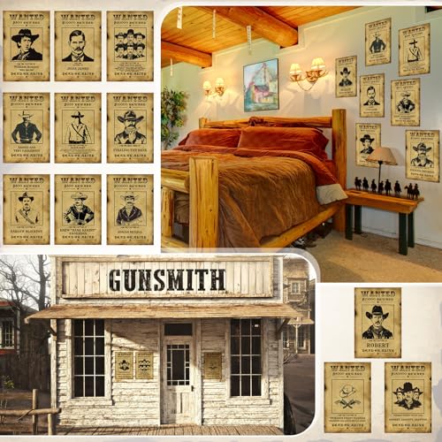 Western Wanted Poster Cutouts - 12 Pcs Halloween Decor 8x12 in