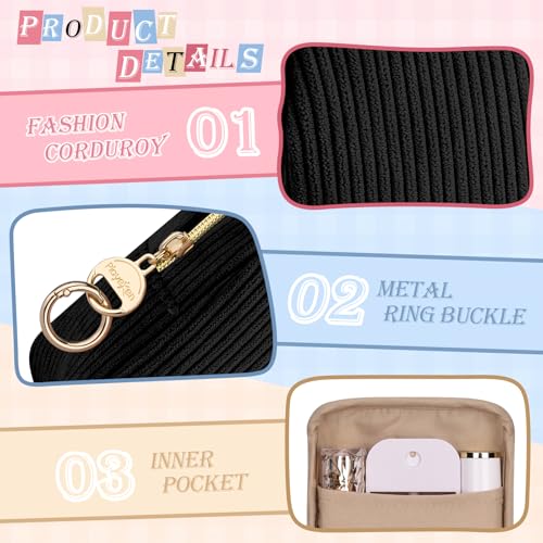 Personalized Corduroy Small Makeup Bag Portable Travel Toiletry Pouch Soccer