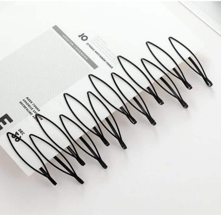 Black Mini Bobby Pins Set - 12 Pack Invisible Hair Styling Clips