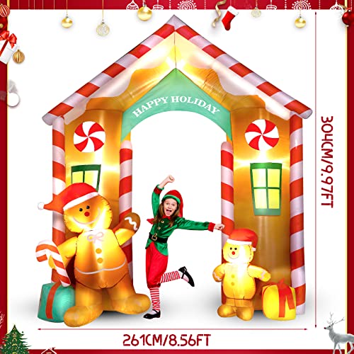 Christmas Inflatable Arch with Gingerbread Man and LED Lights for Outdoor Decor