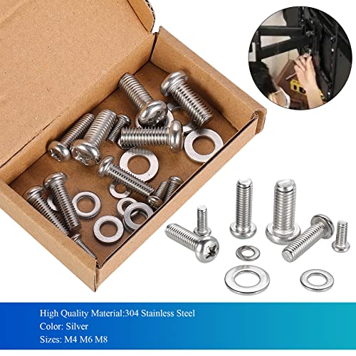 HanTof Universal VESA TV Mount Hardware Kit - M4, M6, M8 Stainless Screws