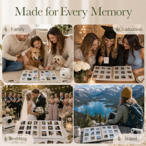 Remowith 216-Pocket Photo Album for 2x3 Instant Photos - Beige Linen