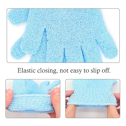 BlingKingdom Exfoliating Bath Gloves 1 Pair - Blue Body Scrub Mitts