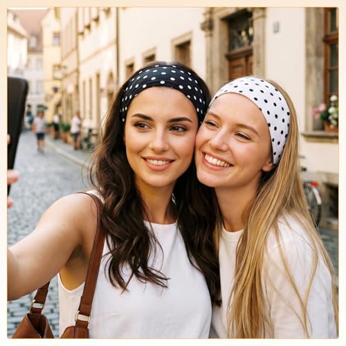 ZhouBoat 6Pcs Polka Dot Headbands for Women Non Slip Elastic Hair Bands