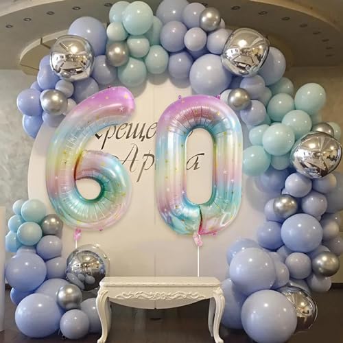 40-Inch Rainbow Number 50 Foil Balloon for 50th Birthday Party