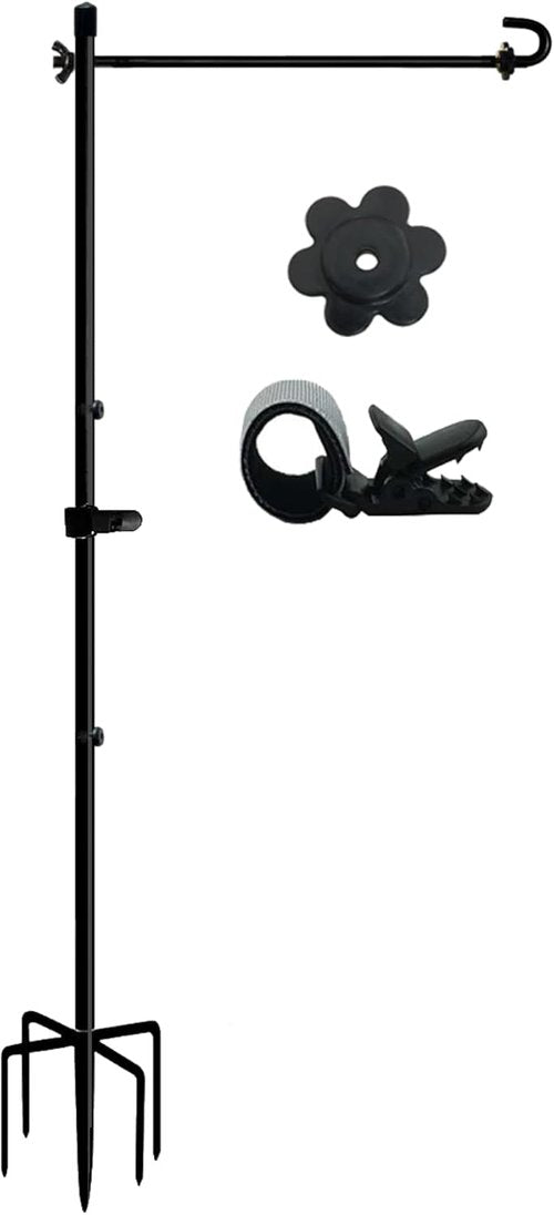 LCCBRO Garden Flag Stand - Heavy Duty No Spin Holder for 12 x 18 Flags | Sturdy 5-Prong Base