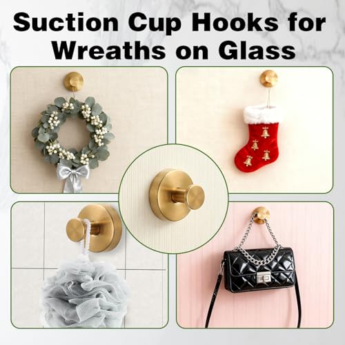 Strong Suction Cup Hooks for Wreaths - Damage-Free, Rust-Resistant, 4-Pack