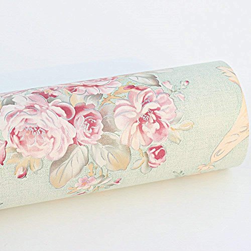 Vintage Floral Self-Adhesive Wallpaper, 17.7" x 8.2ft Green Shelf Liner