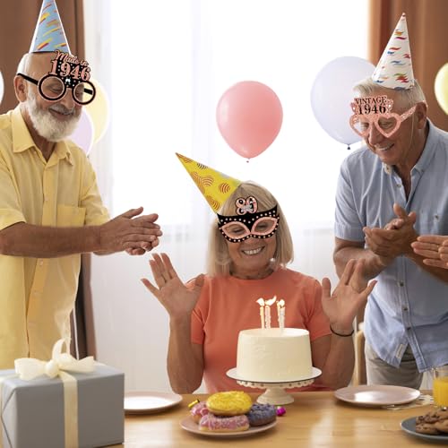 80th Birthday Paper Glasses Photo Props - 12Pcs Vintage 1946