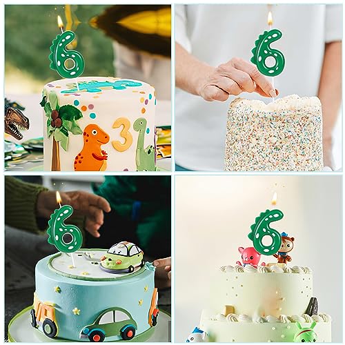 Dinosaur Birthday Number Candle - 2.8 Inch Cake Topper (Number 6)