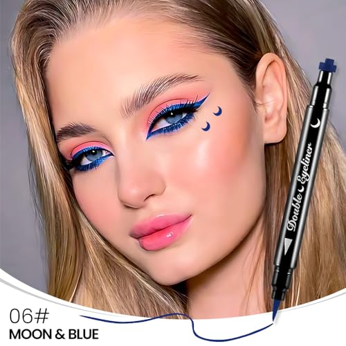 BINGBRUSH Double-Head Liquid Eyeliner Pencil & Moon Stamp - Blue