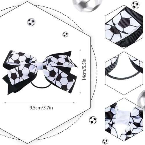 GSHLLO 6 Pcs Football Hair Bow Ties Soccer Elastic Ponytail Holders