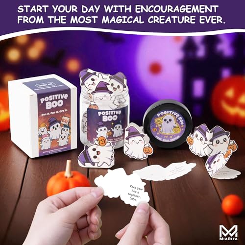 Positive Boo Jar - 60 Cute Ghost Affirmation Cards for Halloween