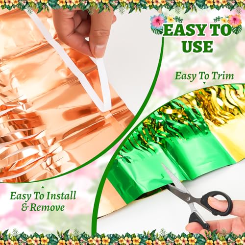 Hawaiian Luau Table Skirts - 2 Pack, 9ft Foil Fringe Decoration