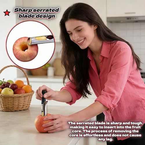 Stainless Steel Apple Corer & Divider with Serrated Blade
