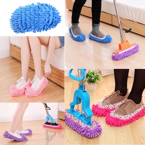 AISIBO Washable Microfiber Mop Slippers - 10 Piece Chenille Floor Dusting Set