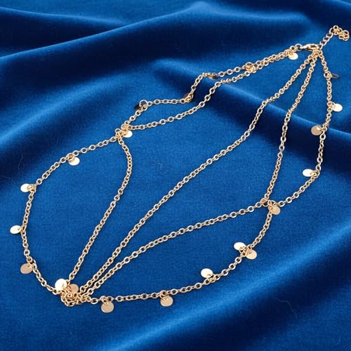 Bremorou Gold Sequin Boho Head Chain Hair Jewelry for Women Festival