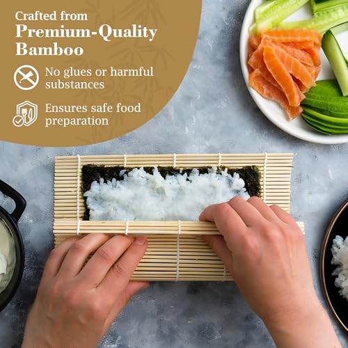 Fusion Select Bamboo Sushi Mat - 3 Pack, 9.5x9.5 Inch Rolling Roller