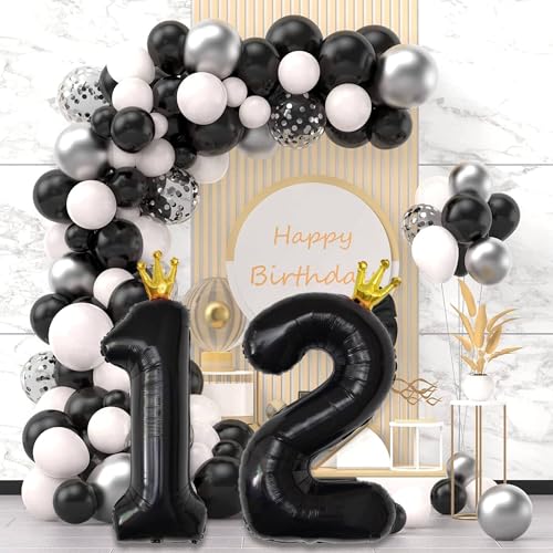 40 Inch Black Number 22 Balloon Set with Gold Crown for Celebrations