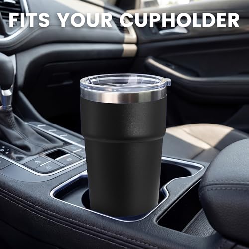 MEWAY 16oz Black Tumbler - Double Wall Insulated Travel Mug