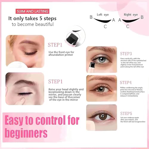 KERYALELA Waterproof Winged Eyeliner Stamp Pen - Dual-Sided Black Eye Liner