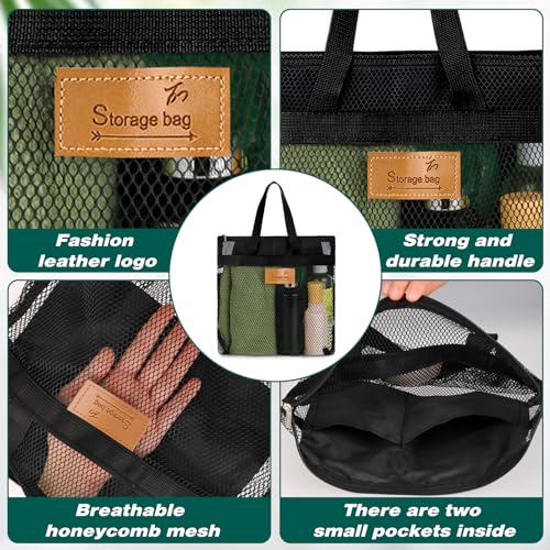 KALIONE Black Mesh Shower Caddy Bag - Portable Toiletry Organizer for Gym & Travel