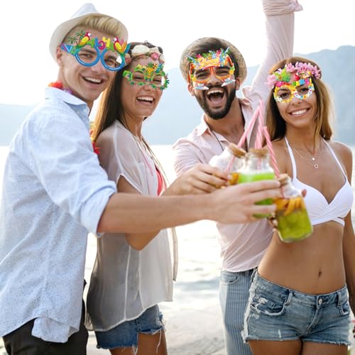 Openfly 16-Pack Hawaiian Paper Glasses Tropical Beach Party Photo Props