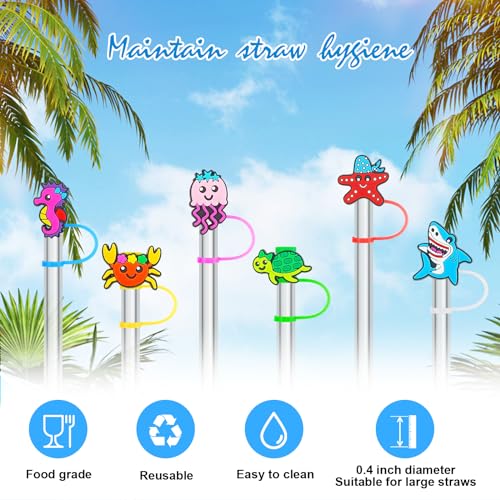 12PCS Under The Sea Silicone Straw Caps for 10mm Straws