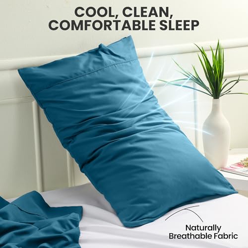 Utopia Bedding Microfiber Pillowcases, Standard Size, Denim Blue, Set of 4