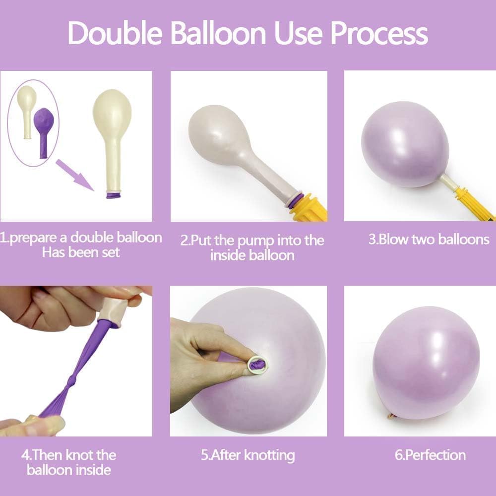Regine Switzerland Pearl Purple Balloons - Double Stuffed Light Lavender Lilac for Birthday & Baby Shower Decor | 18/12/5in Sizes