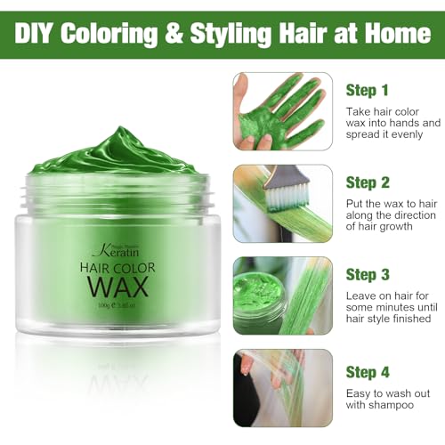 Magic Master Keratin Temporary Hair Color Wax Emerald Green 3.4 Fl Oz