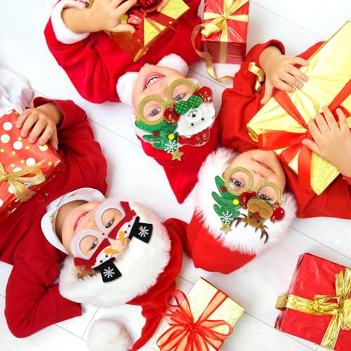 Christmas Glitter Glasses Frames Set - 36 Holiday Costume Props