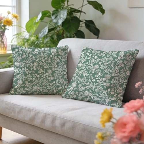 Floral Decorative Throw Pillow Covers - 18x18 Set of 2