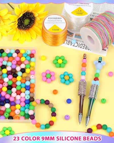 FIVEIZERO 180PCS 9mm Silicone Beads for Keychains & DIY Crafts