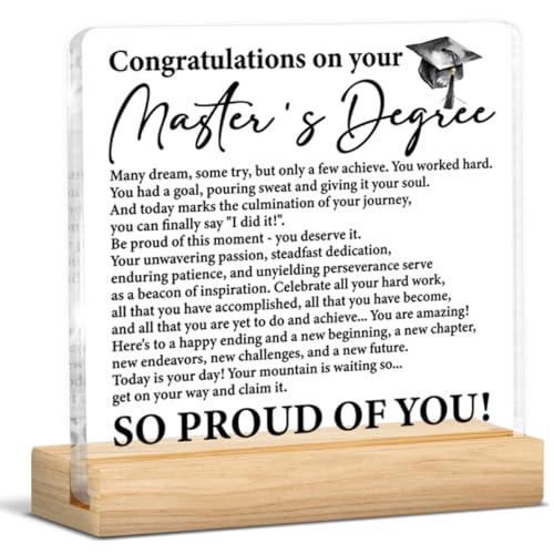 Graduation Gift Acrylic Desk Sign for Masters Degree