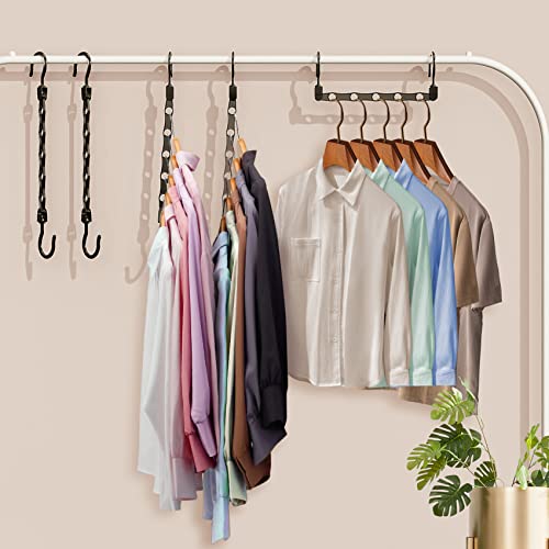 8 Pack Space Saving Plastic Hangers - Closet Organizer in Black