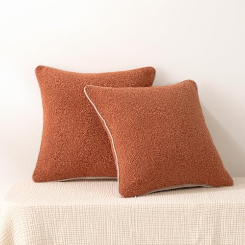 Amazon Basics Boucle Throw Pillow Covers, Brown, 16x16in, Pack of 2