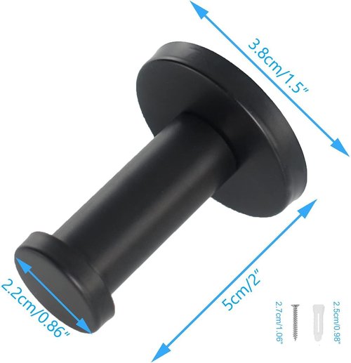 Vanloory Bathroom Towel Hooks, 4 Pack Round Coat Hooks, Sturdy Wall Mounted Robe Hook, SUS 304 Stainless Steel Heavy Duty Clothes Hanger, Wall Towel Hooks for Bathroom Bedroom Kitchen (2 in, Black)