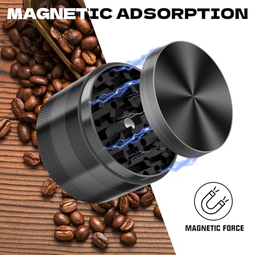 2.5-Inch 4-Layer Herb and Spice Grinder with Pollen Catcher - Black