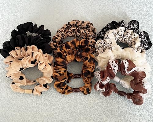 Mebloblo Hair Scrunchies Set - 12 Pack Silk and Satin Ponytail Holders