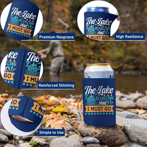 Funny Fishing Can Cooler Sleeve 6-Pack - Neoprene Insulated Beer Cozies
