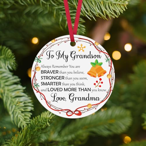 Ceramic Christmas Ornament Gift for Grandson from Grandma