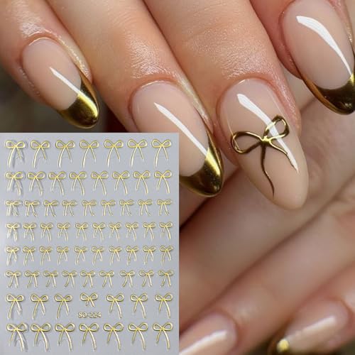 3D Bow Nail Stickers 8 Colors Self-Adhesive Cute Bowknot Decals