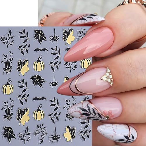 5 Sheets Halloween Pumpkin Ghost Nail Stickers 3D Self-Adhesive Decals