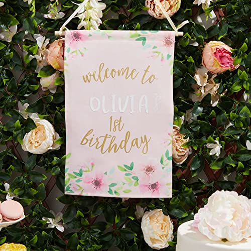 Sparkle and Bash Custom 1st Birthday Canvas Banner - Pink Photo Backdrop